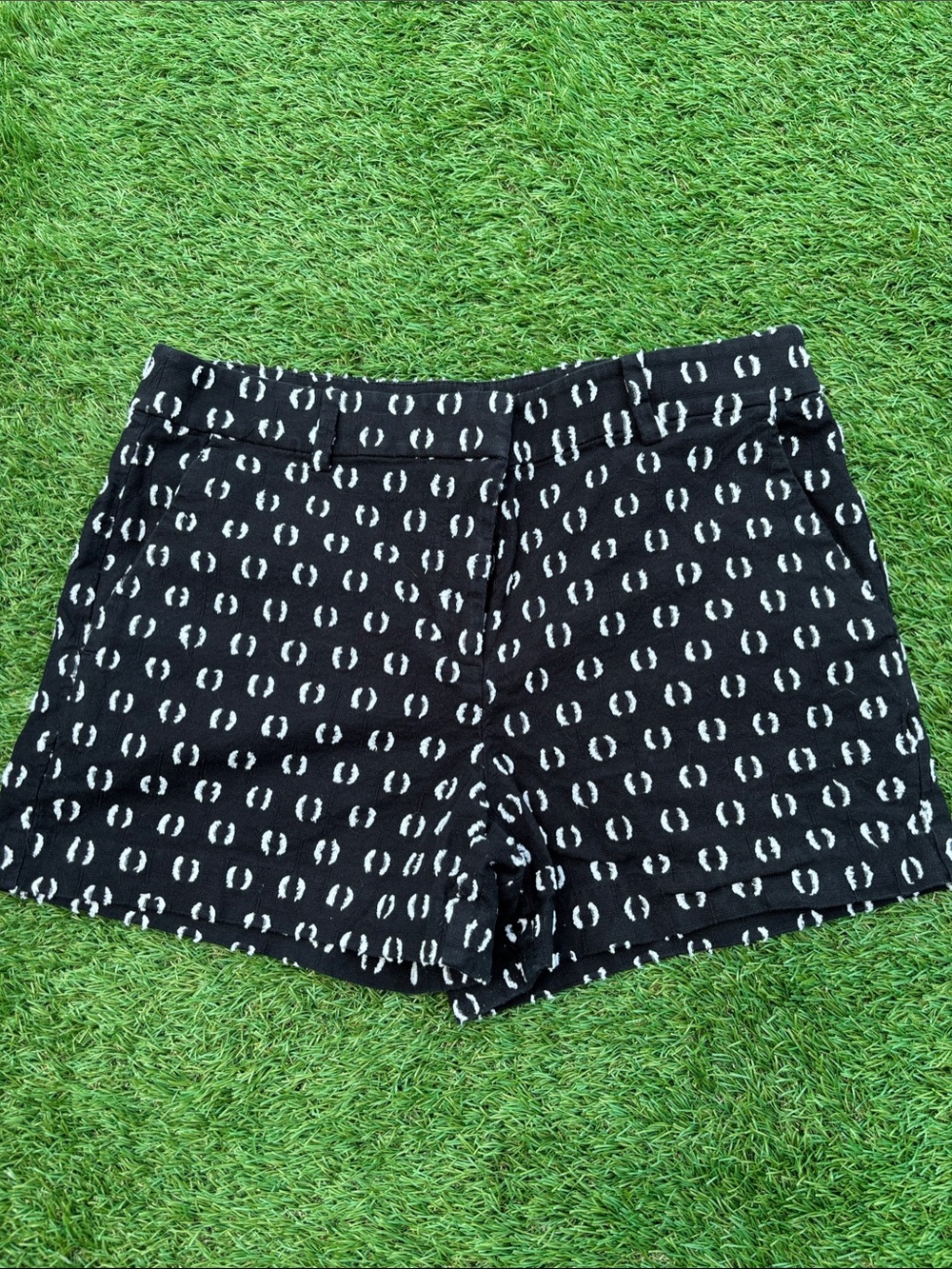 LOFT Black Shorts with White Pattern